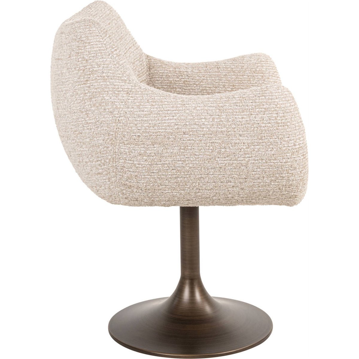 Chaise salle à manger pivotante en métal beige naturel et bronze, RECOLLECTION