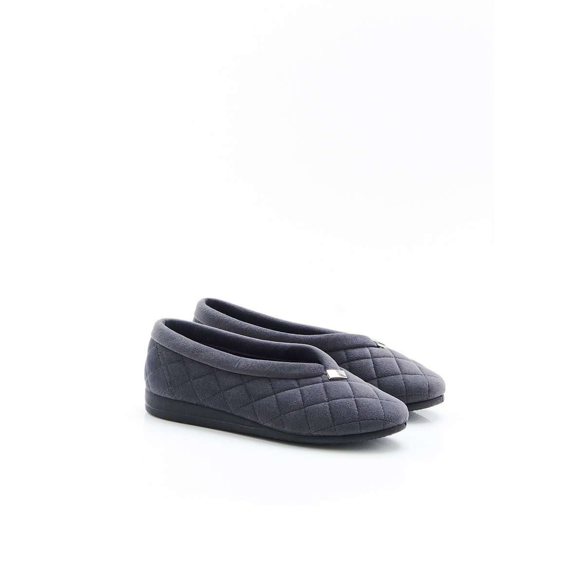 Chaussons en velours matelassé gris, DAMART
