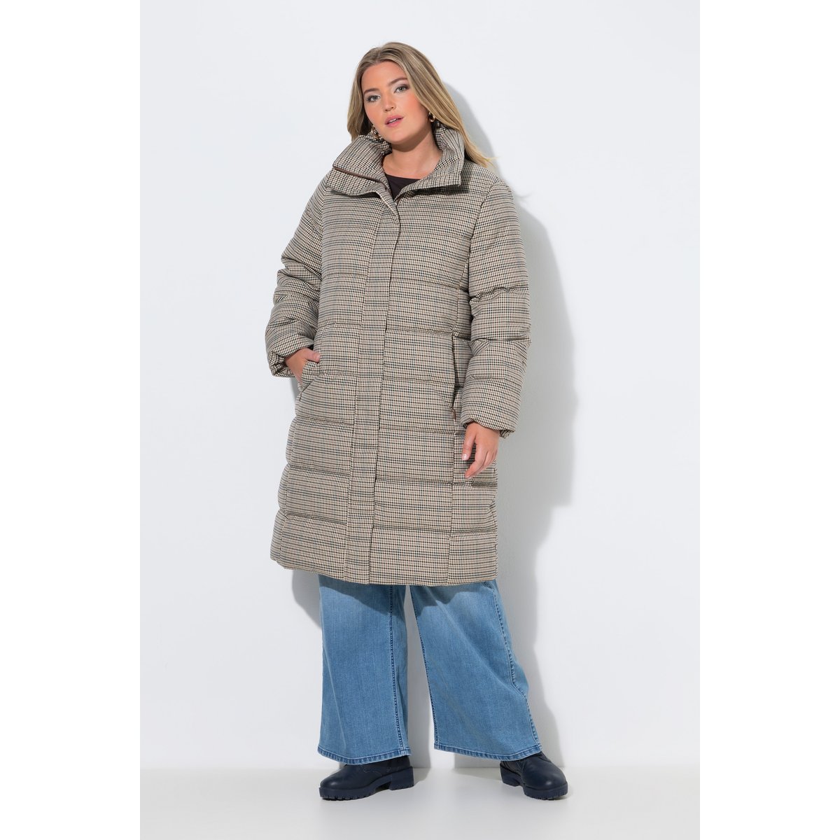 Manteau matelassé, motif pied-de-poule blanc cassé, ULLA POPKEN