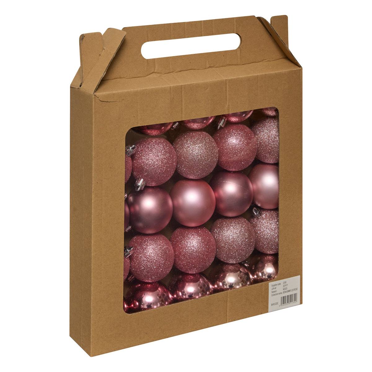 Lot de 25 boules de Noël D.6 cm JOKLI rose, ATMOSPHERA