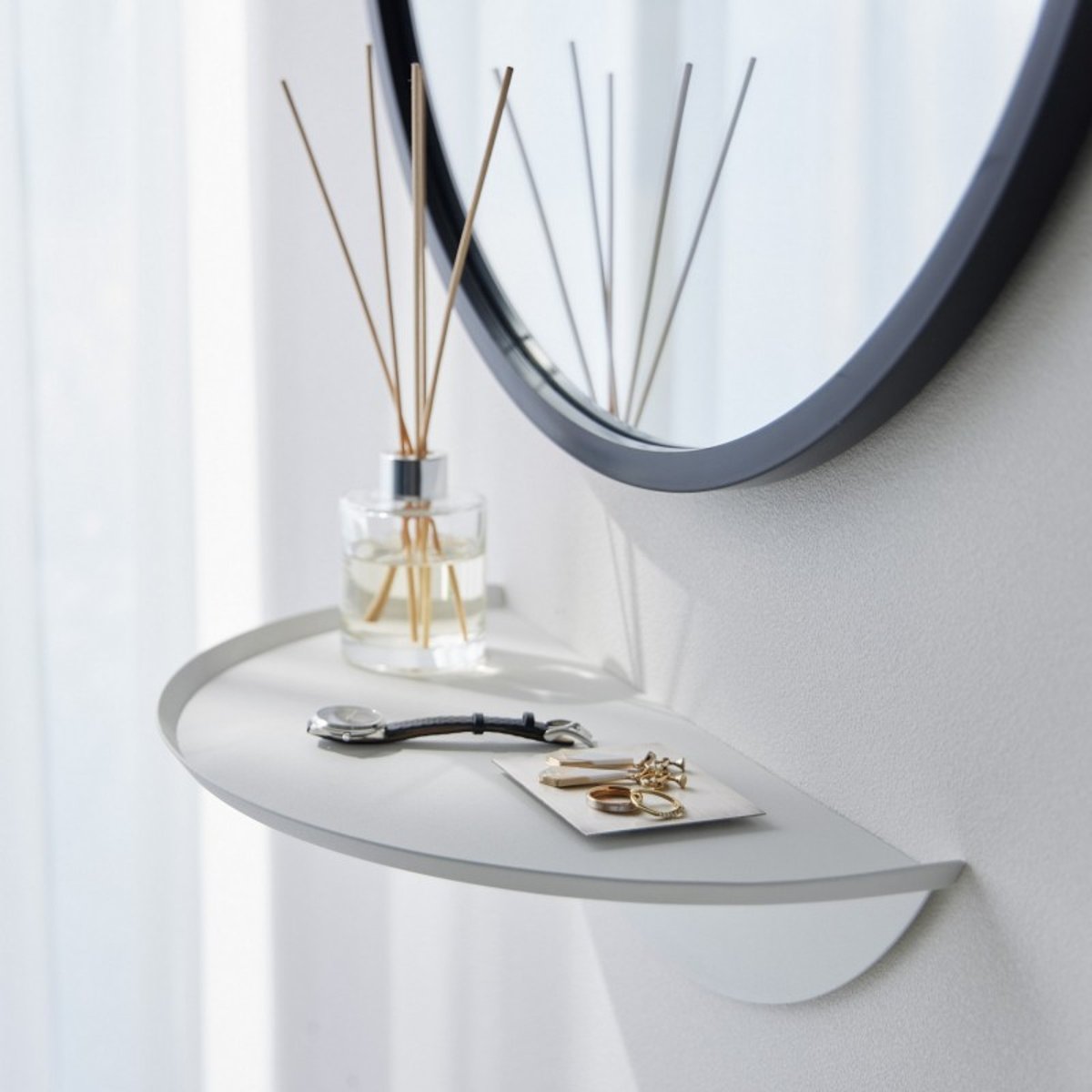 Etagère murale flottante demi-cercle  TOWER blanc, YAMAZAKI