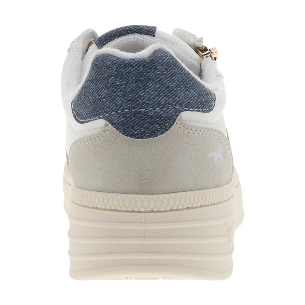 Sneakers écrues à semelle plate avec des lacets et un zip latéral beige, MUSTANG