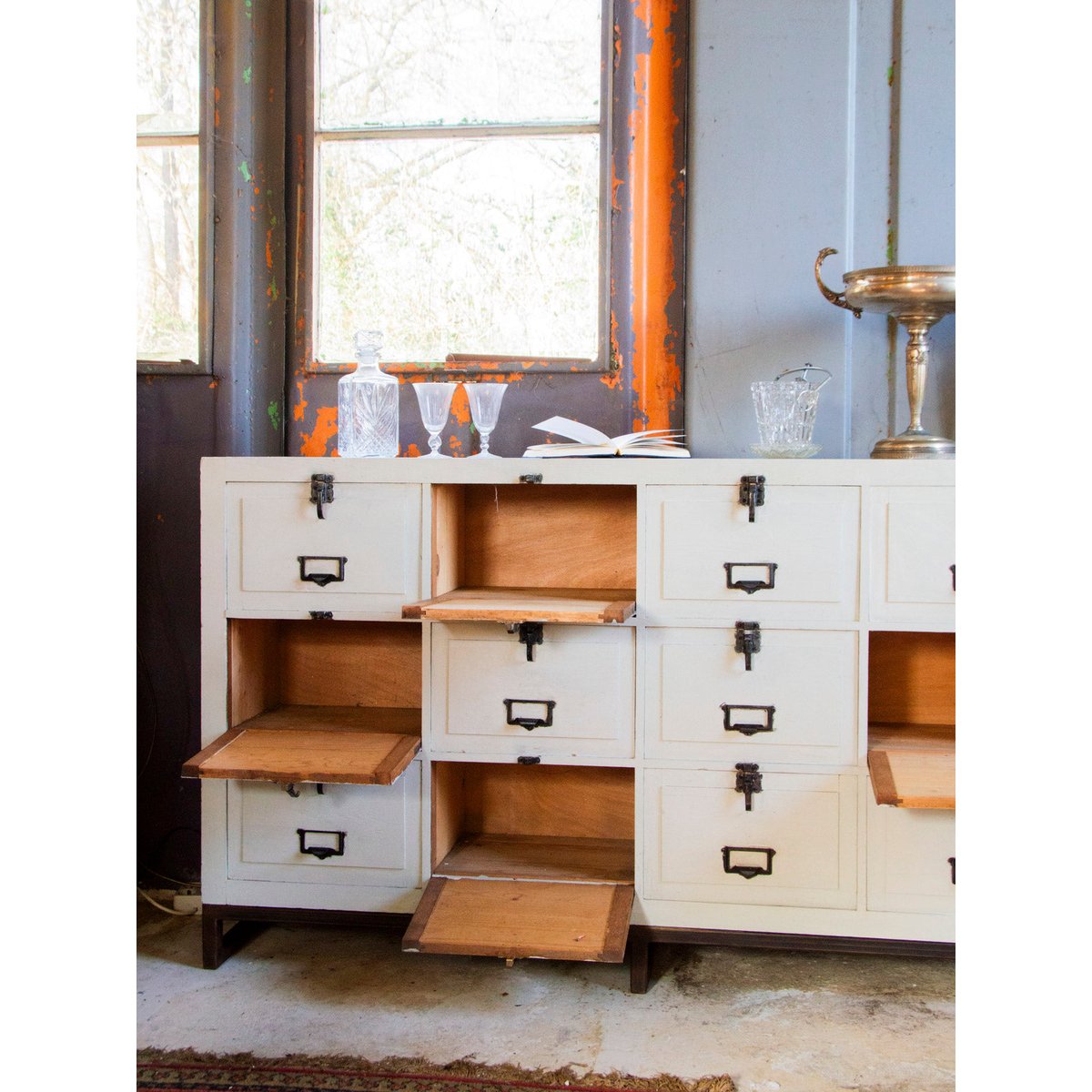 Meuble de métier en bois Fernand N°264 - Bon état blanc, DEBONGOUT