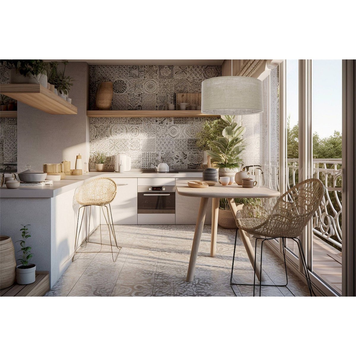 Suspension ronde en corde style boho Elegant beige chanvre naturel et transparent, BPS KONCEPT