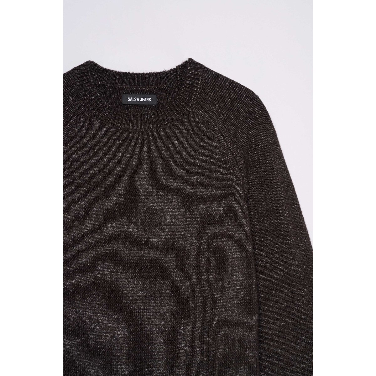 PULL EN MAILLE EFFET CHINÉ bleu foncé, SALSA JEANS