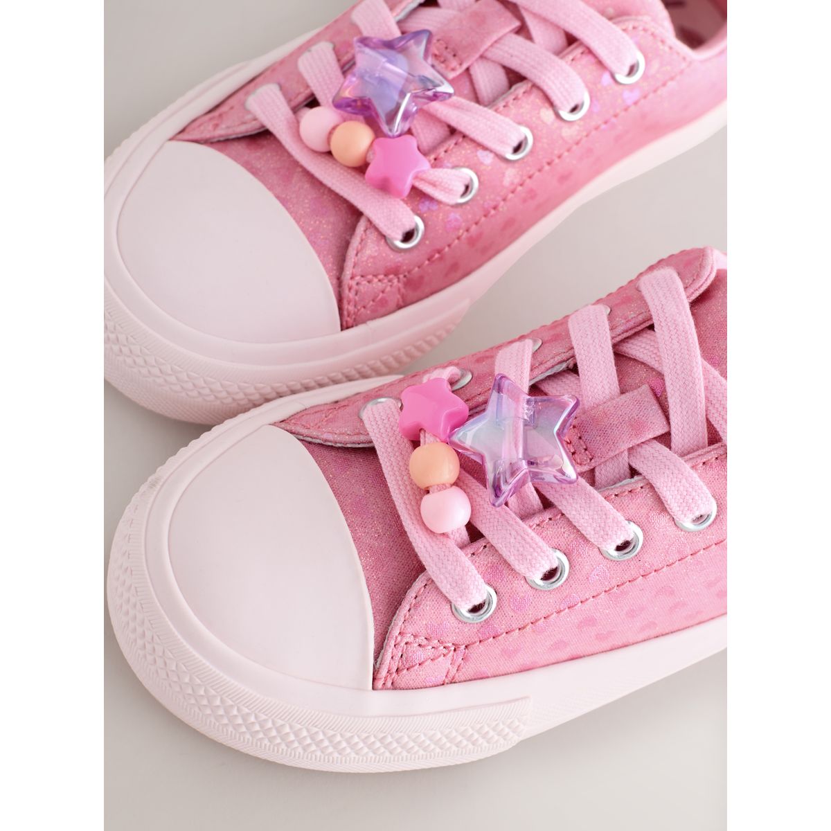Baskets basses à lacets perles roses, NEXT