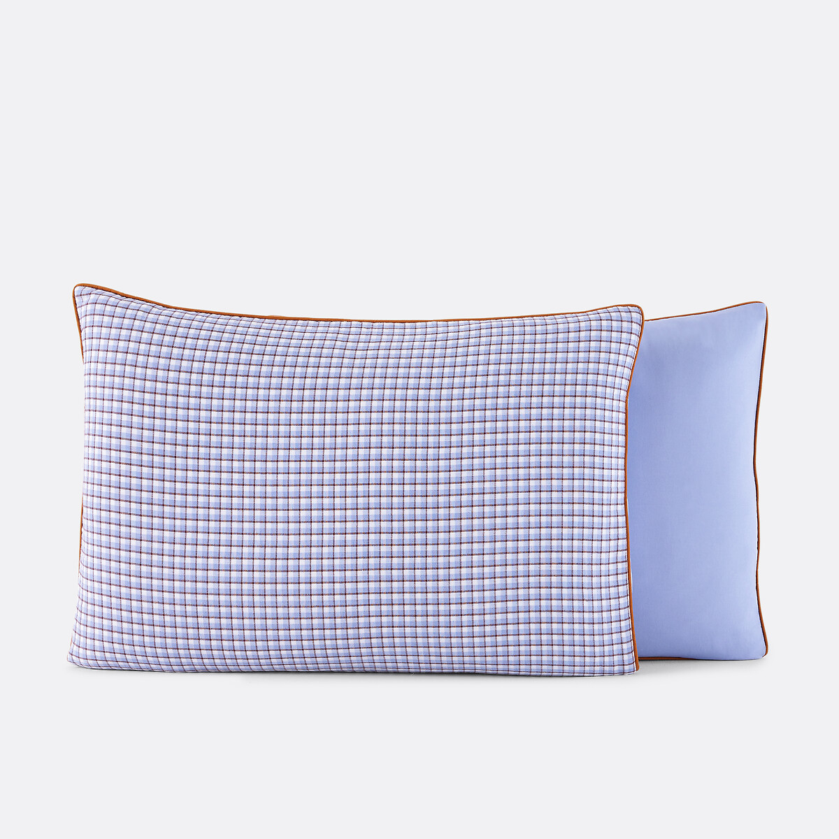 Ninon Pillowcase in Washed Cotton/Cotton Muslin blue gingham check, LA REDOUTE INTERIEURS