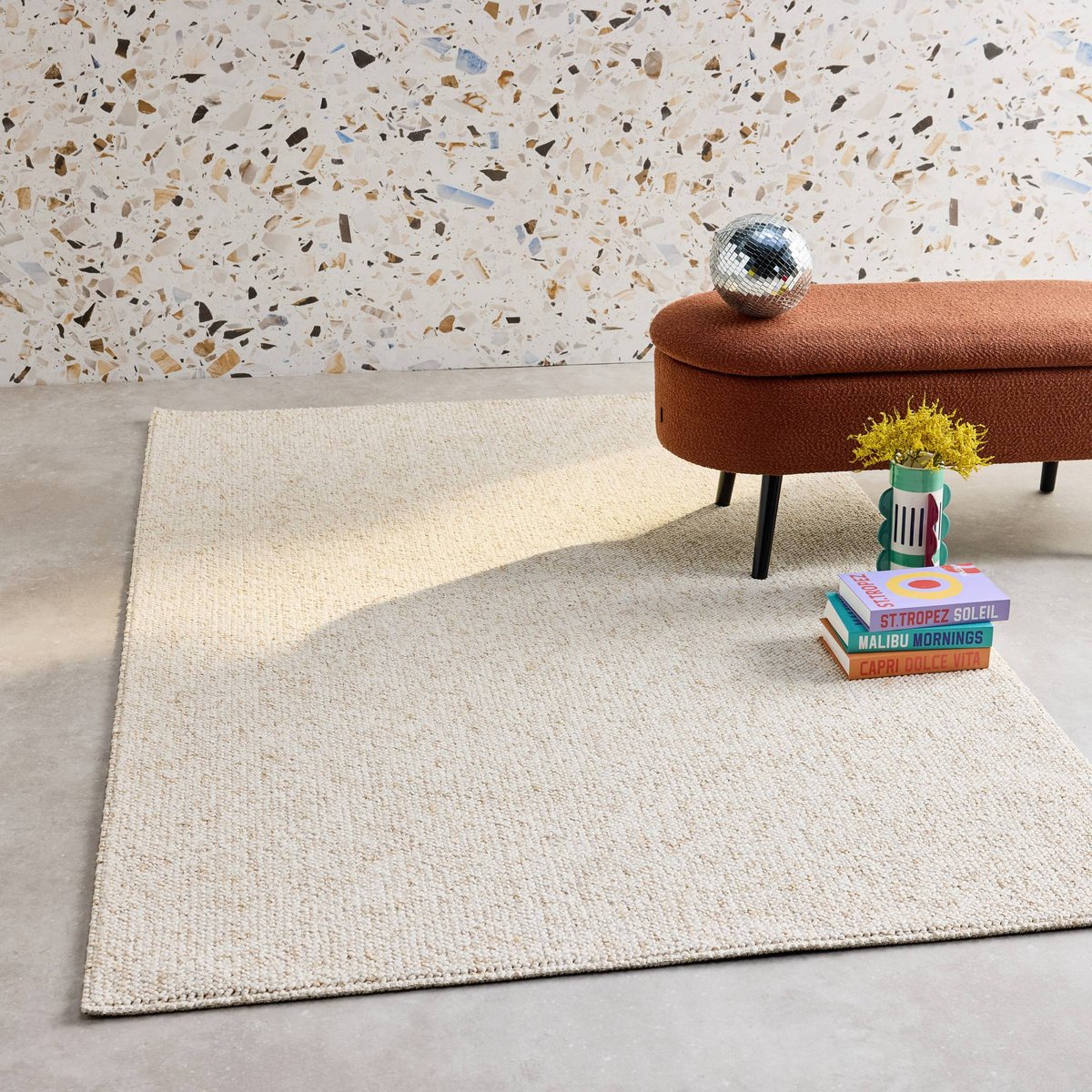 Tapis intérieur rectangulaire  WALTER crème chiné, SWEEEK