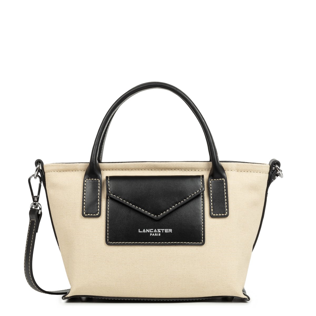 Sac cabas main zippé mini, CANVAS KBA sable - marron, LANCASTER