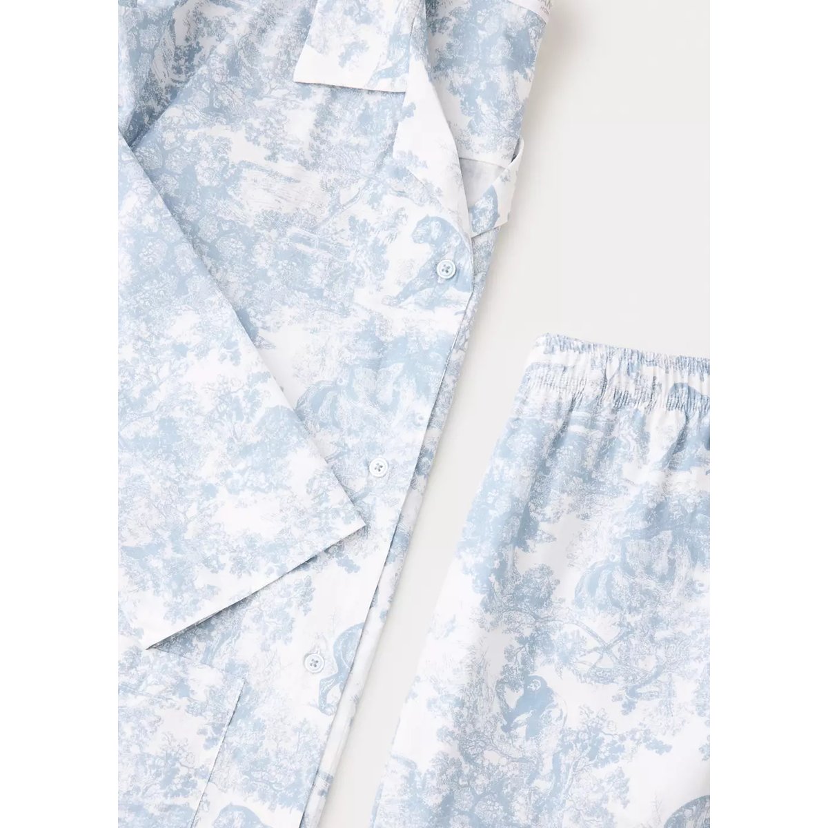 Pantalon imprimé coton bleu, MANGO