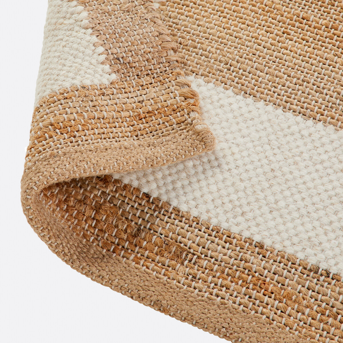 Tapete de juta e lã com contorno, Arian natural/branco, LA REDOUTE INTERIEURS