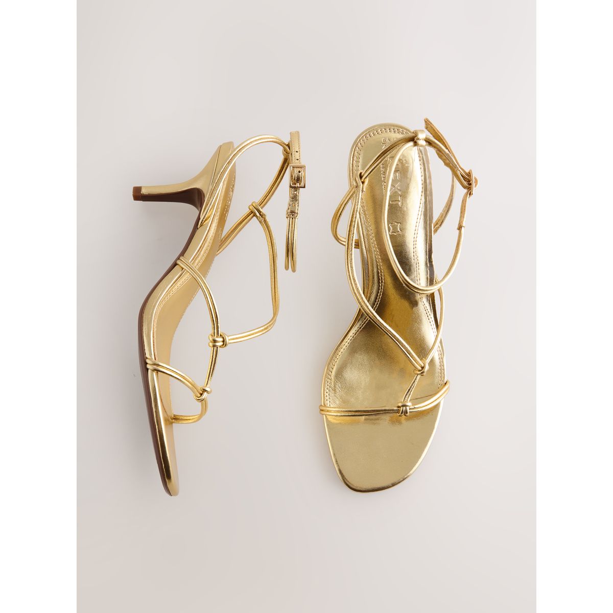 Sandales à talons en cuir forever comfort doré, NEXT