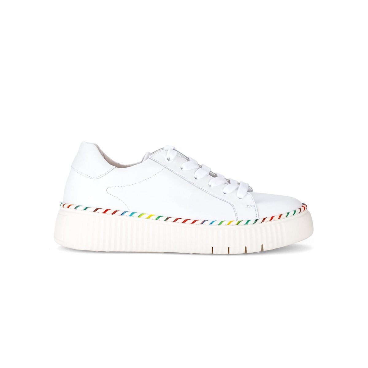 Baskets en cuir lisse à talon compensé blanc, GABOR