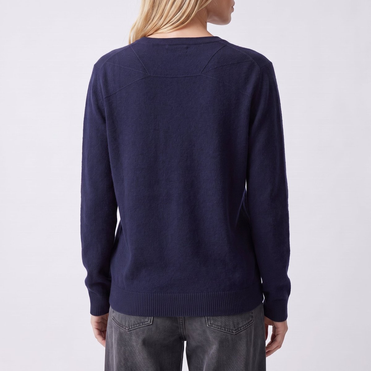 Pull coupe droite col en V manches longues SANDIE navy, ARTLOVE