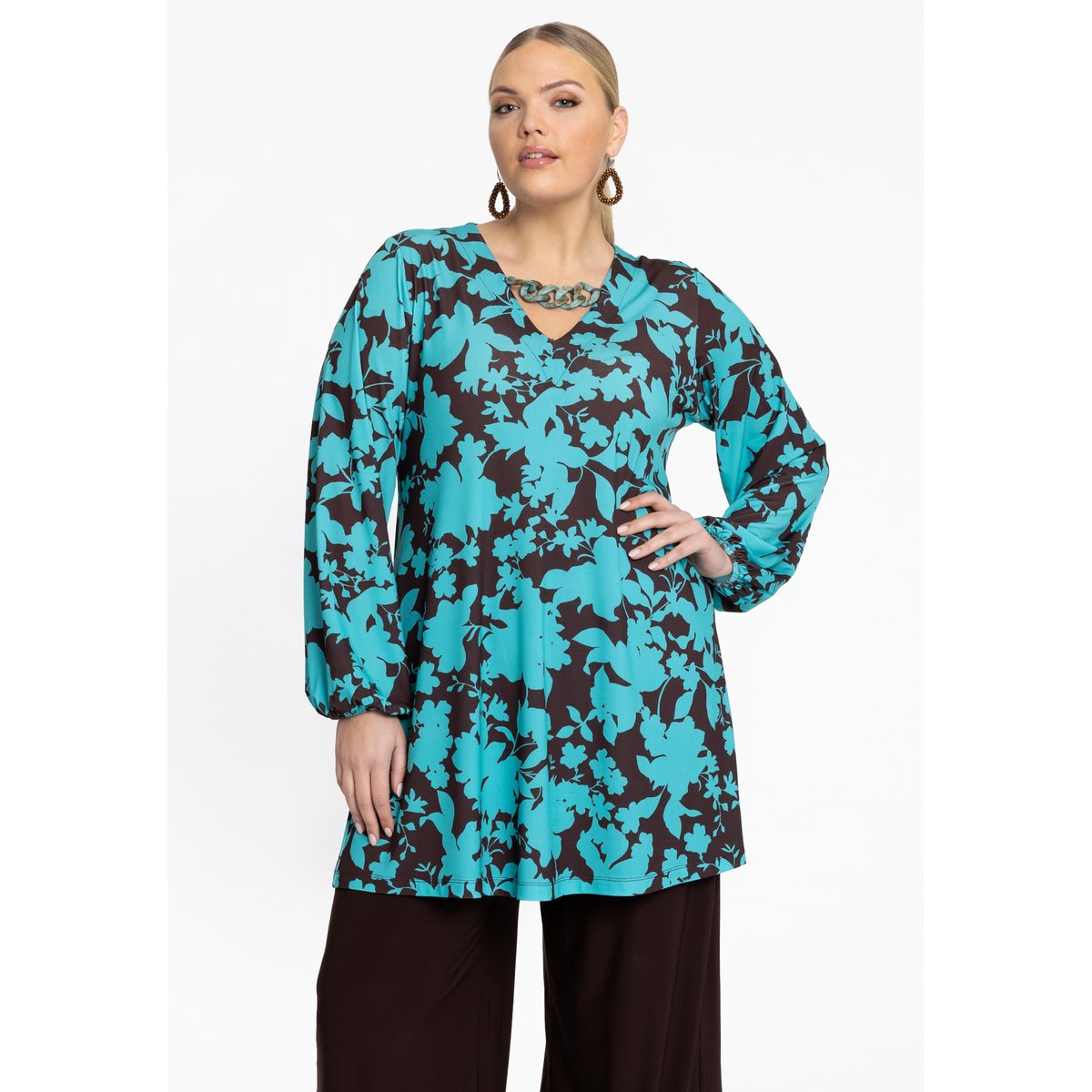 Tunique v-cou turquoise, YOEK