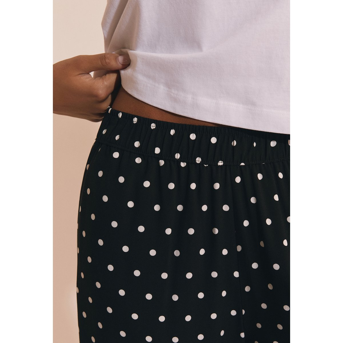Pantalon de pyjama 7/8 à pois YRIS noir, ETAM