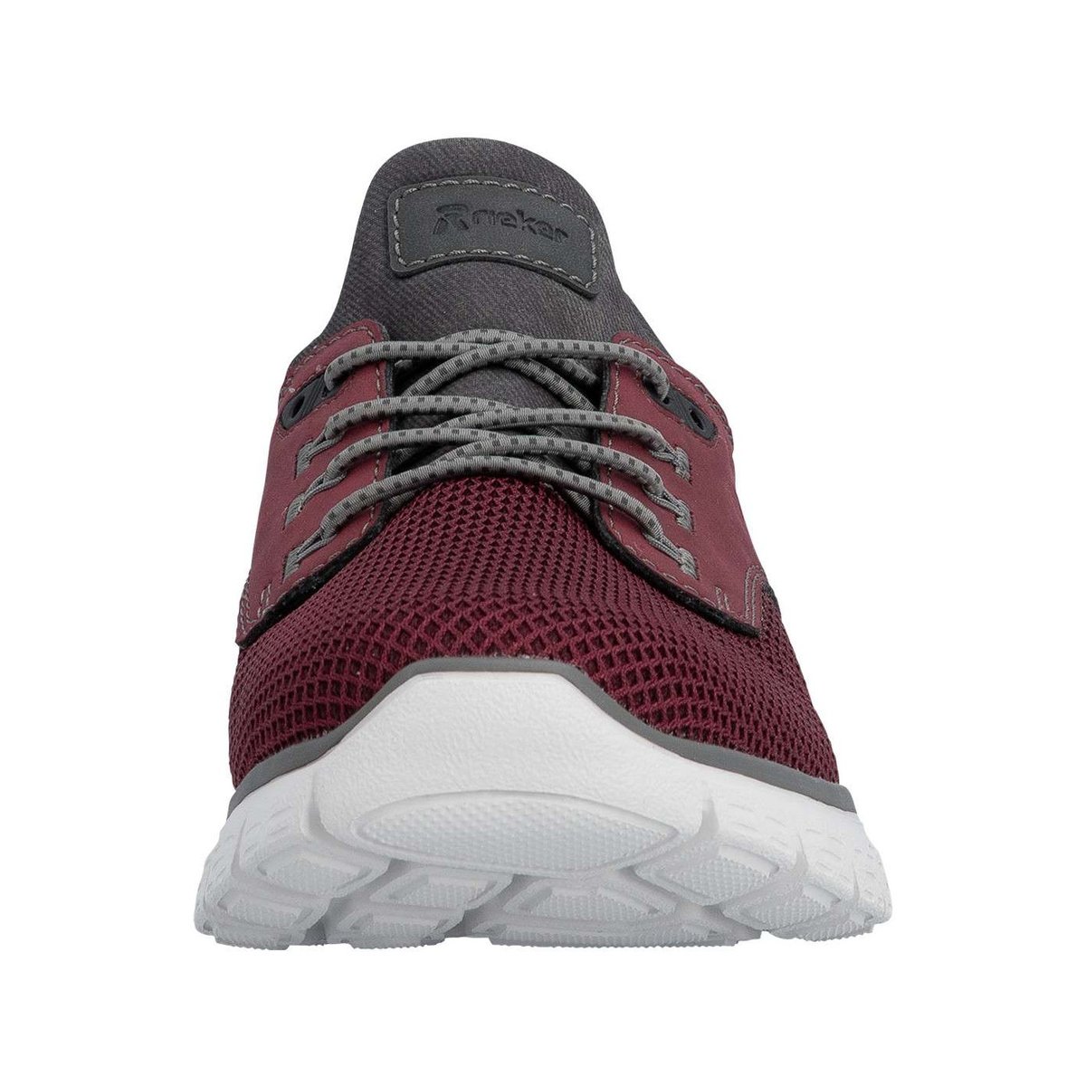 Sneakers bordeaux à talon plat avec une languette d'aisance à l'arrière rouge foncé, RIEKER