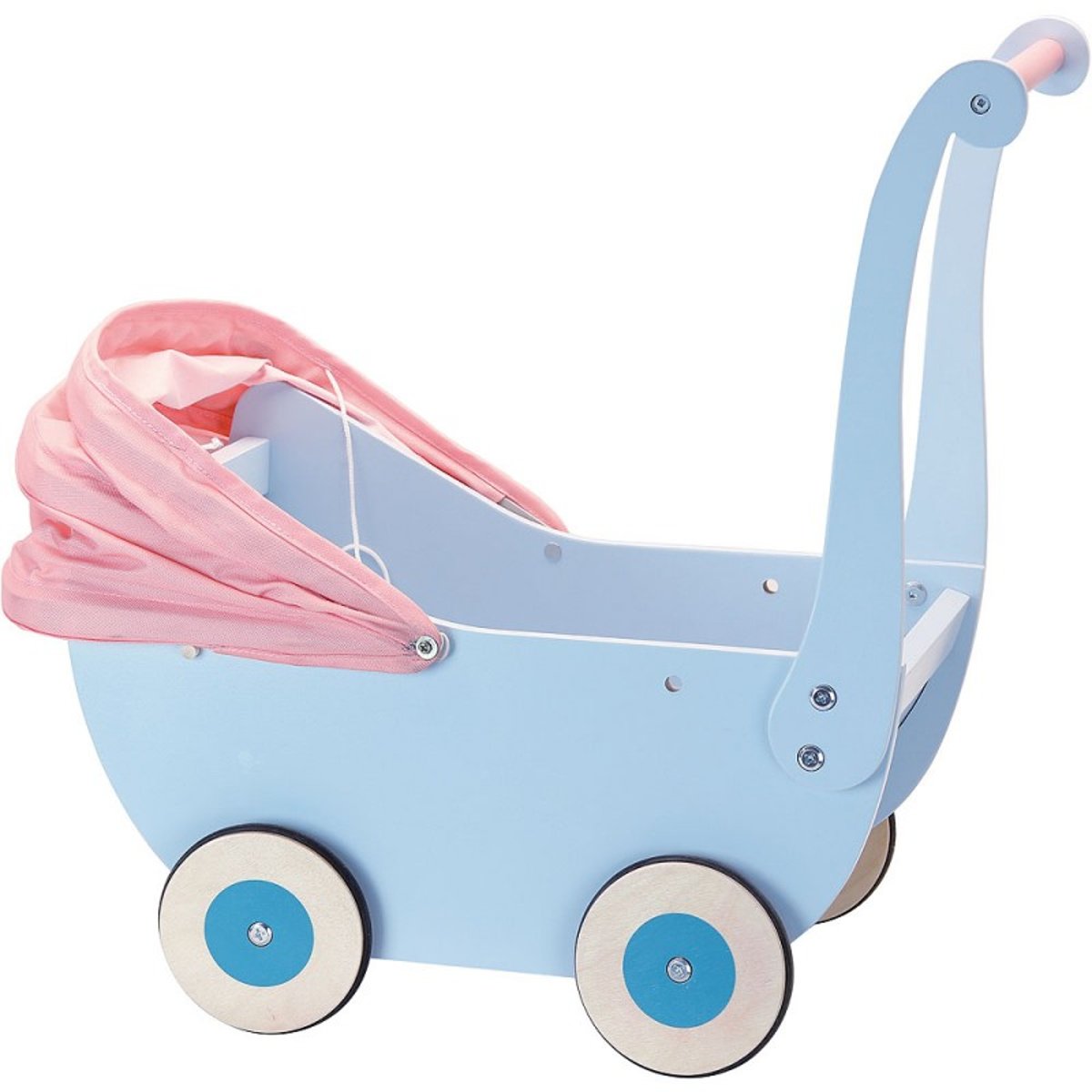 Landau en bois pour poupée bleu, PETITCOLLIN