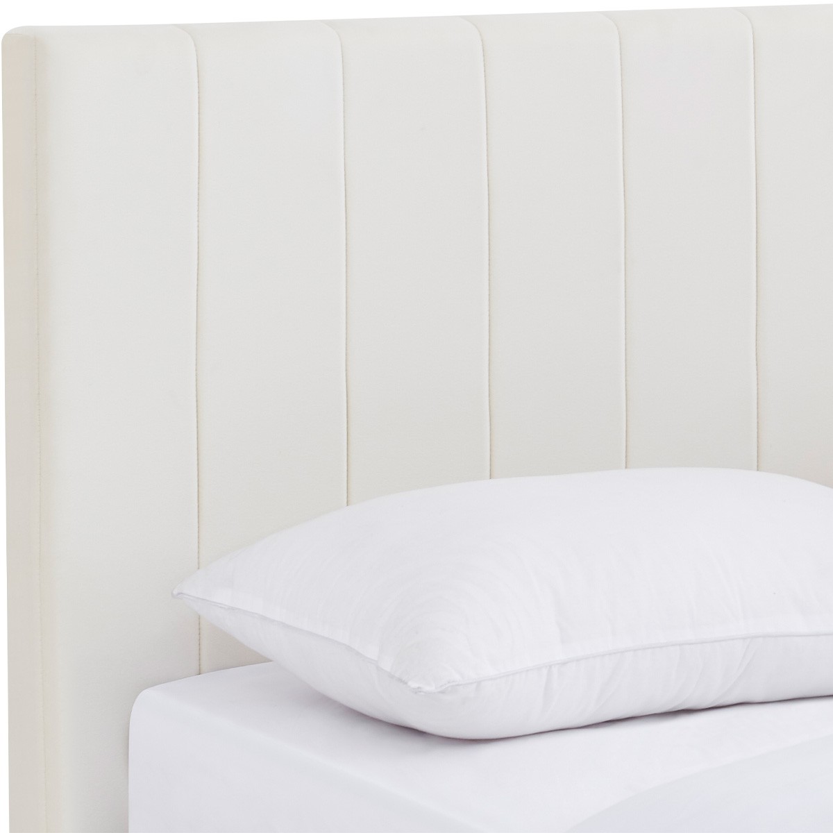 Lit avec tête de lit en velours - WILLIAM beige, HOMIFAB