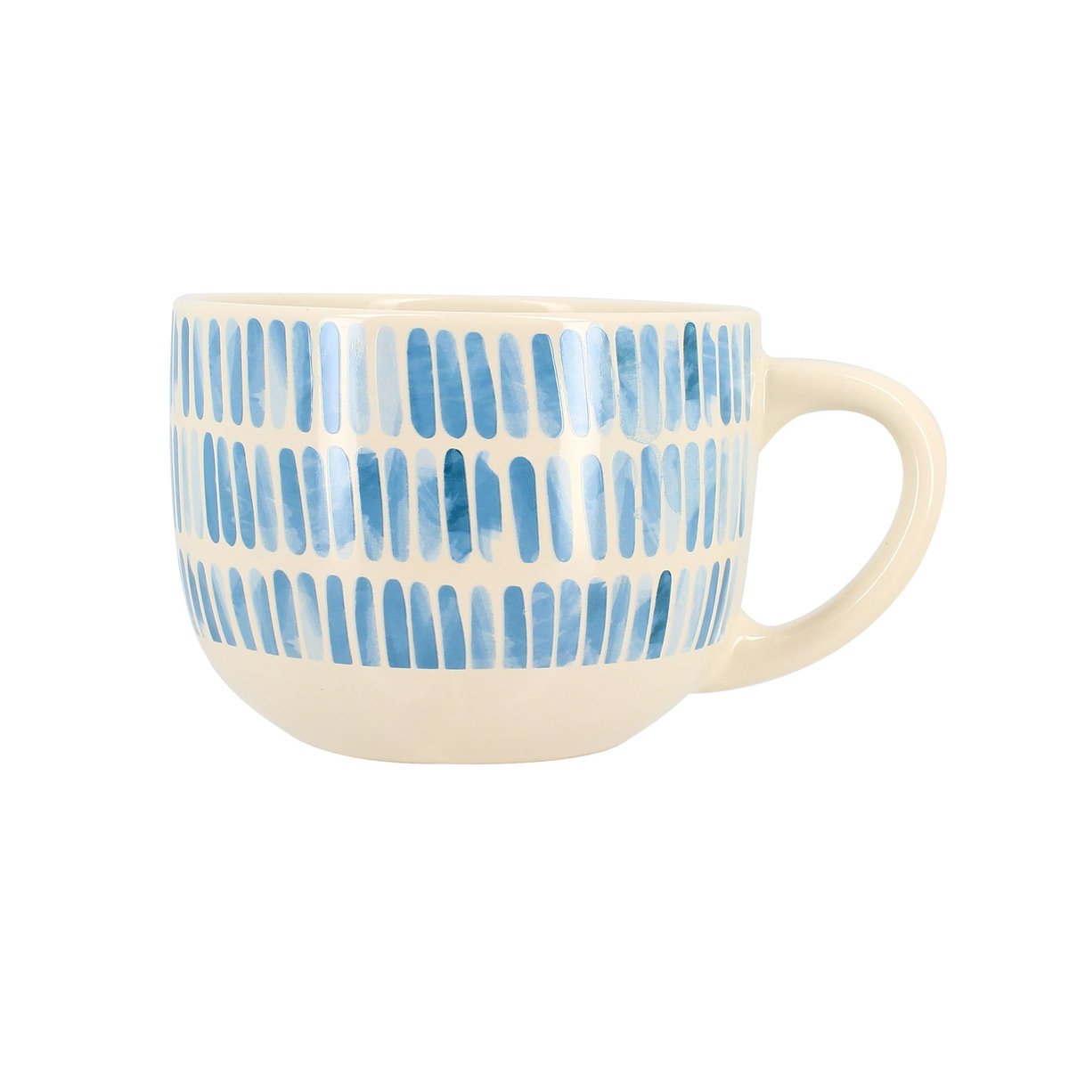 Lot de 6 tasses en grès 45cl, CORFU blanc-bleu, NOVASTYL