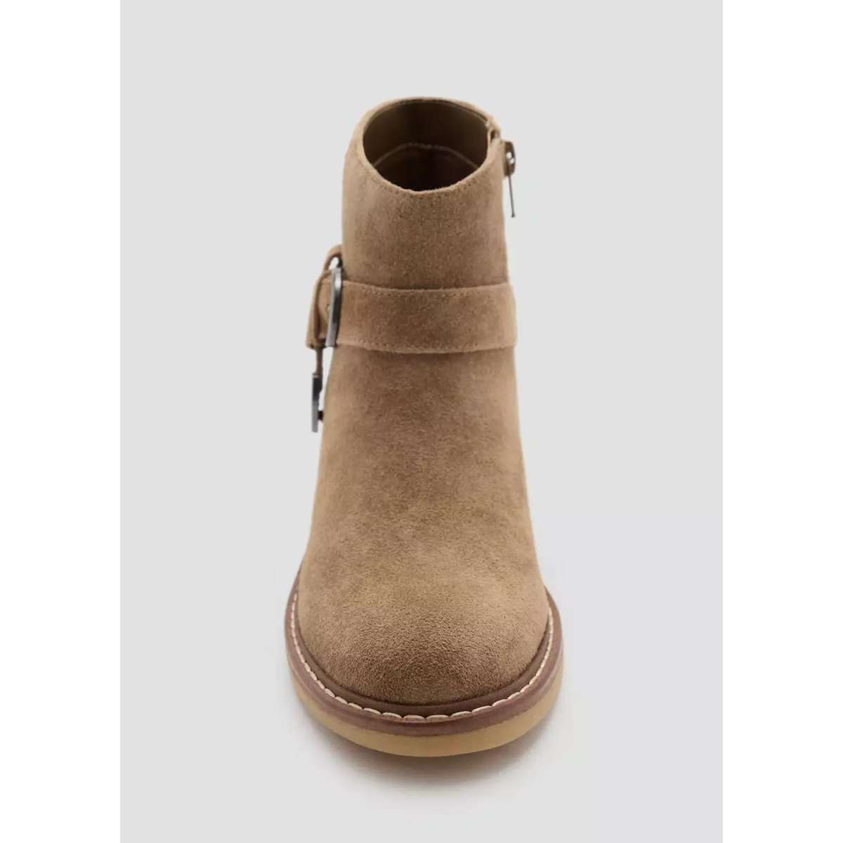 Bottines cuir détail boucle marron moyen, MANGO KIDS