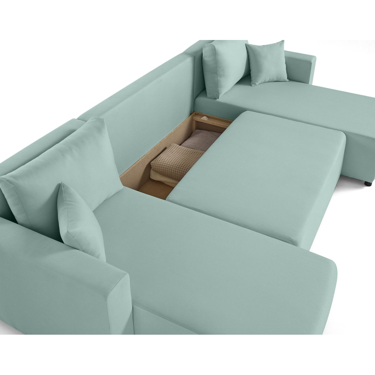 Canapé Panoramique Convertible 7 places - REGALA bleu ciel, BEST MOBILIER