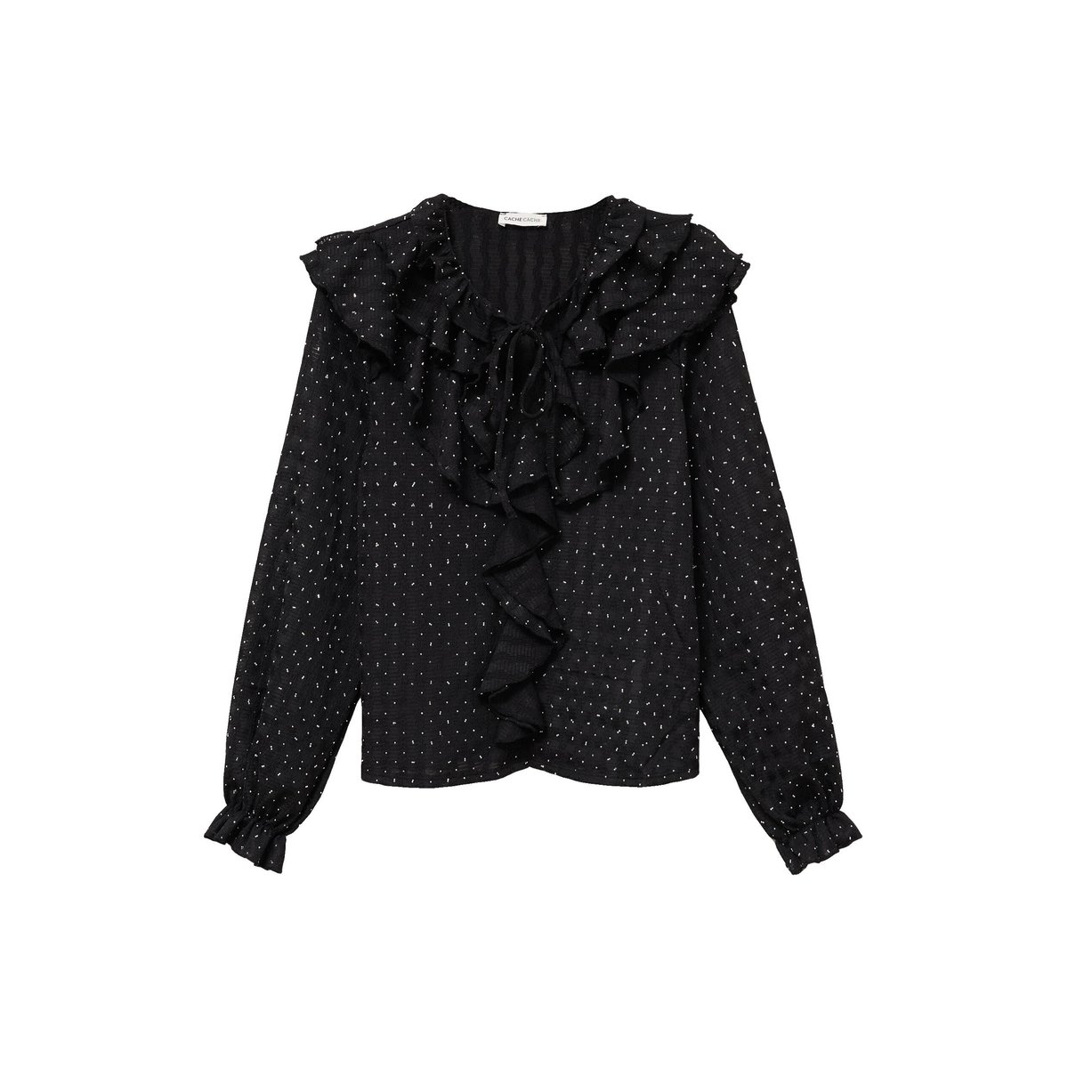 Blouse à volants noir, CACHE CACHE