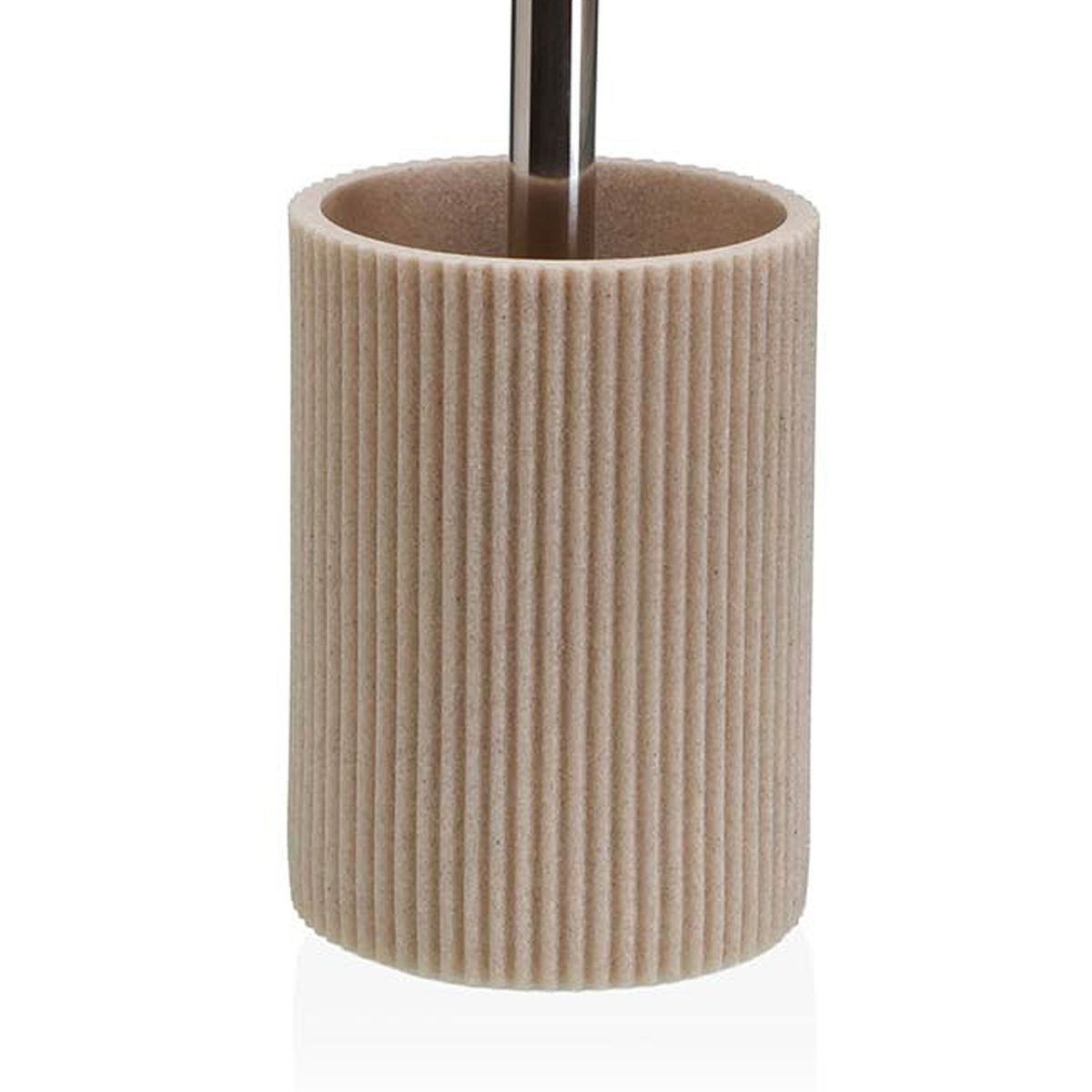 Brosse WC en résine beige stries et métal 9.5x9.5x37cm beige, VERSA