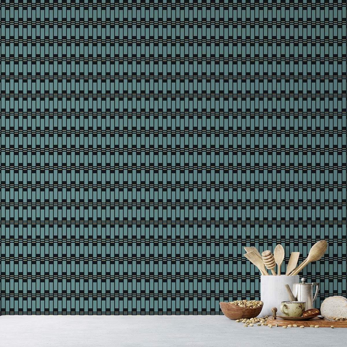 Papier peint duval bleu intissé, HEXOA