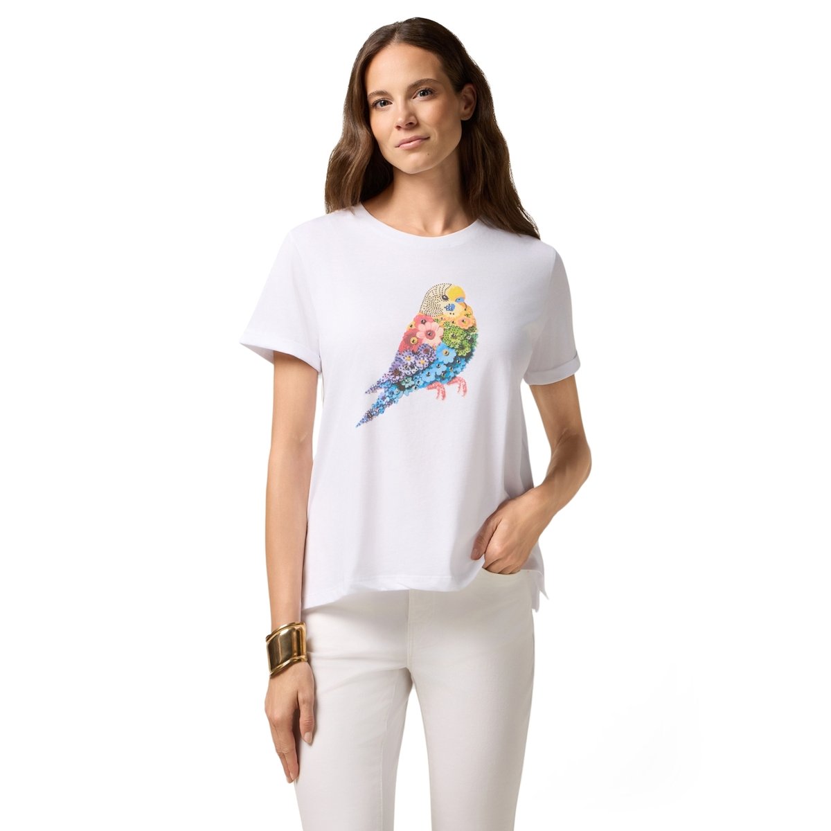 T-shirt avec impression et applications blanc, OLTRE
