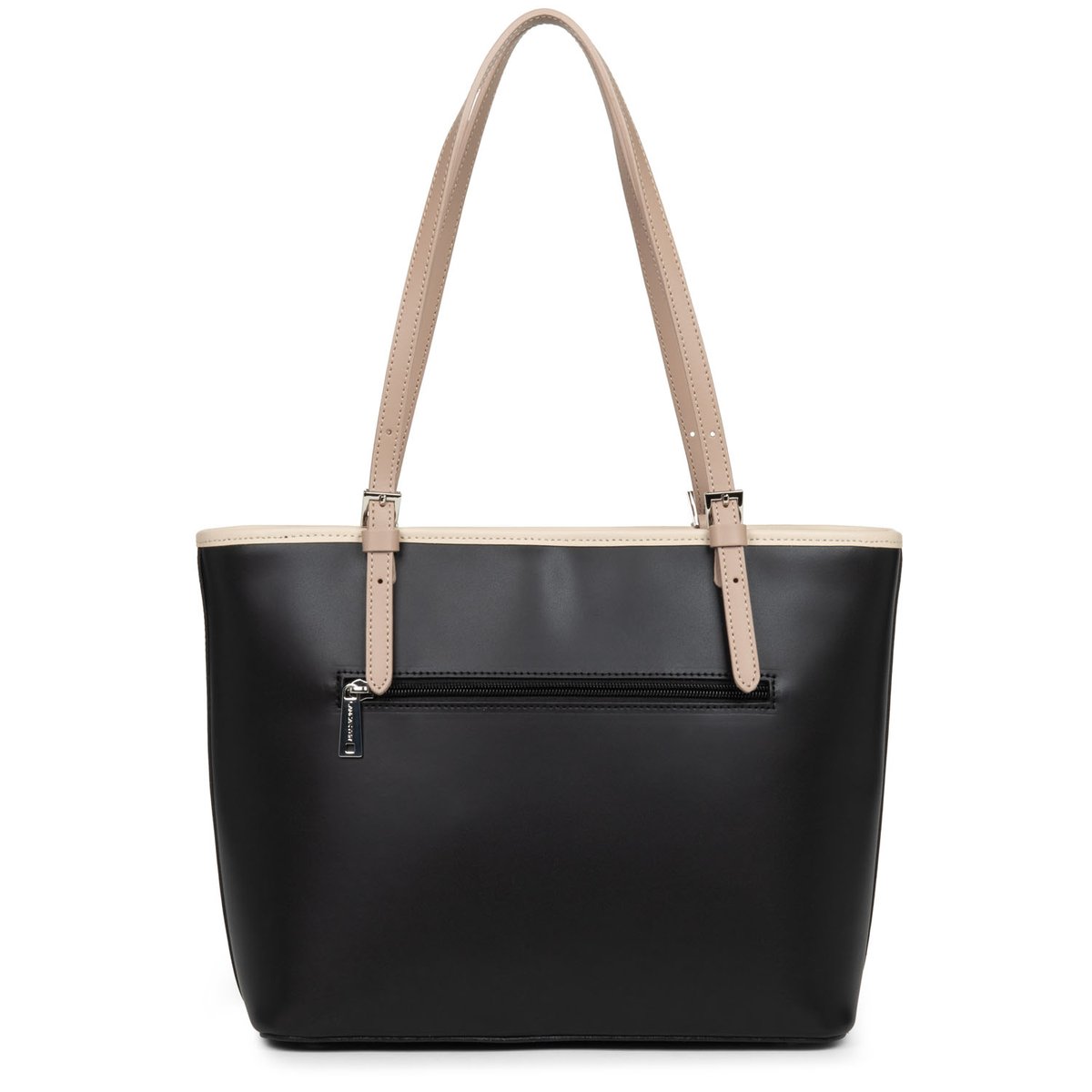 Sac cabas épaule, Made in France SMOOTH noir - nude clair - nude foncé, LANCASTER