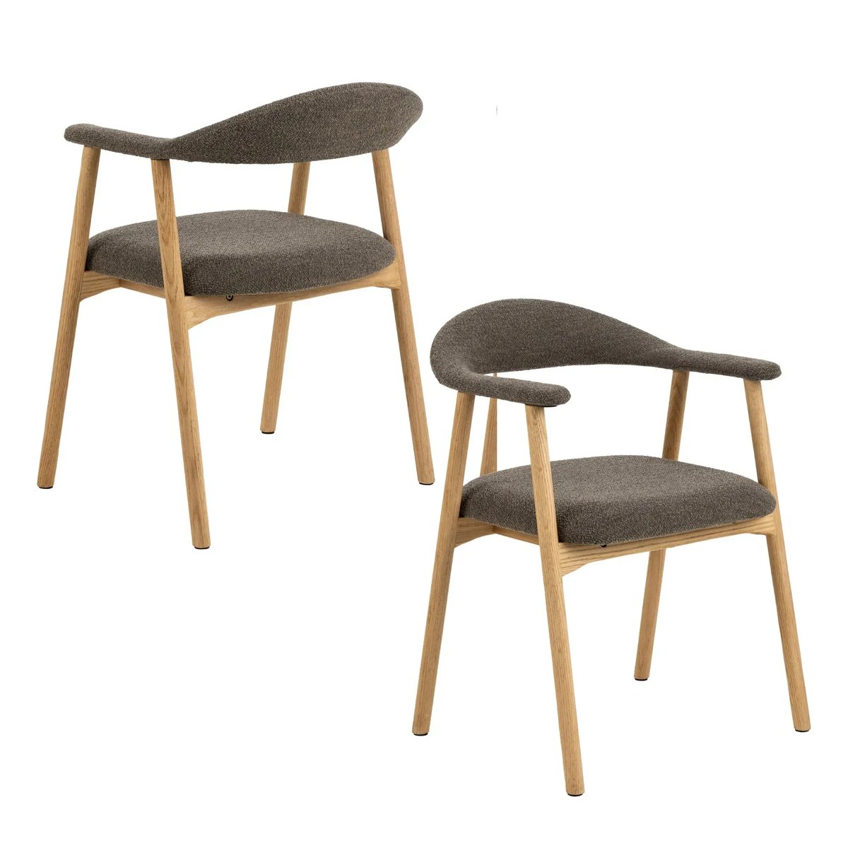 Chaises de salle à manger chêne et bouclette taupe (lot de 2) - ELYA marron, HELLIN, DEPUIS 1862