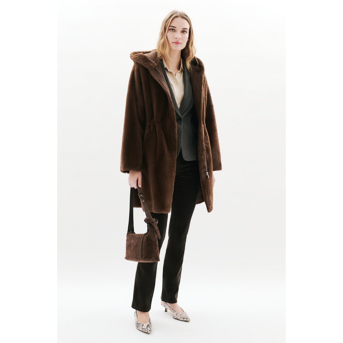 Manteau Gapuchon marron chocolat femme marron chocolat, CAROLL