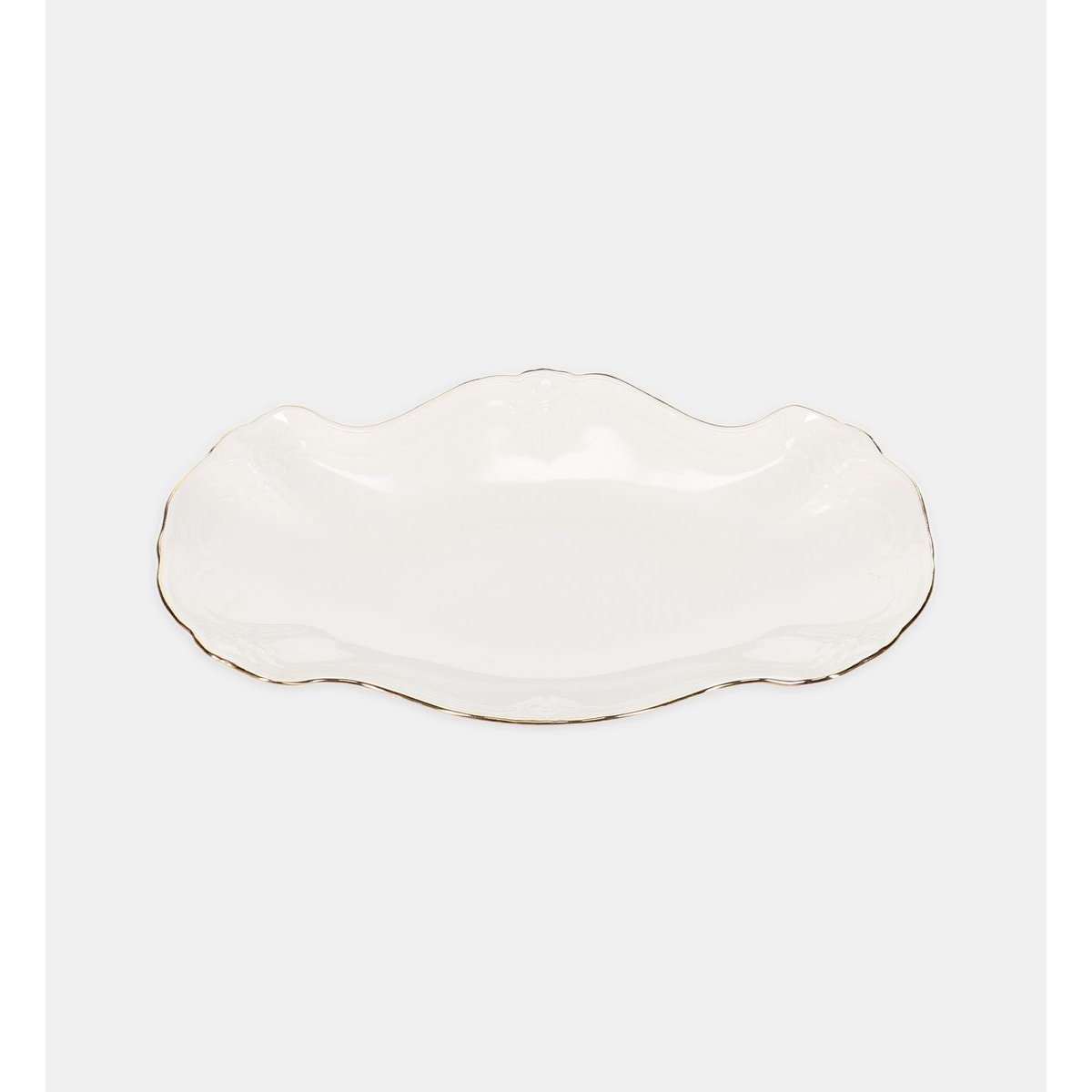 Plat à servir avec bord doré blanc et doré, BONBISTRO