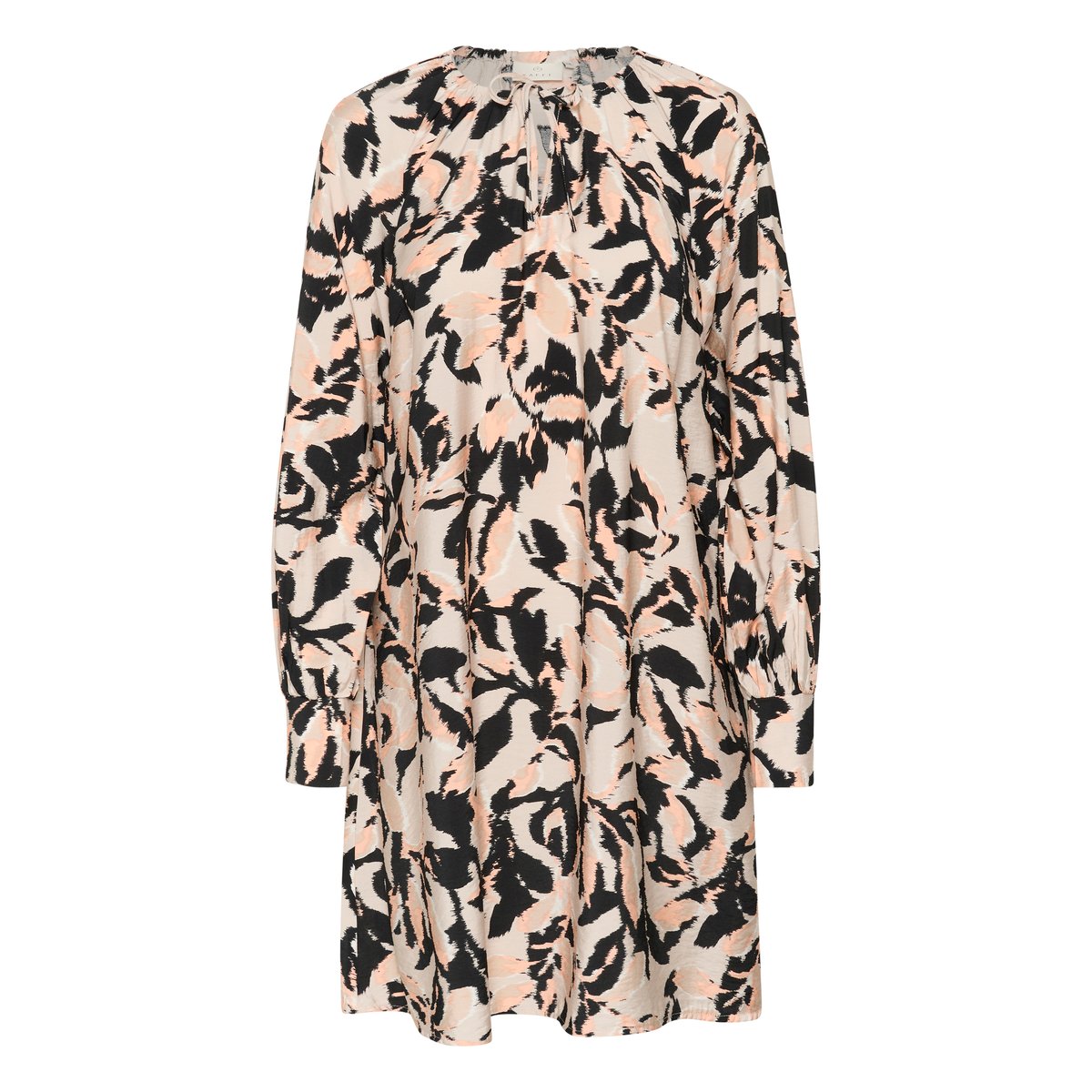 Dress beige/noir/orange peach blurry leaf, KAFFE