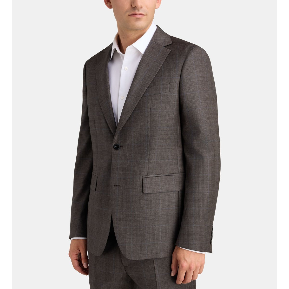 Veste de costume droite beppe à carreaux en laine italienne marron, COMPTOIR GL