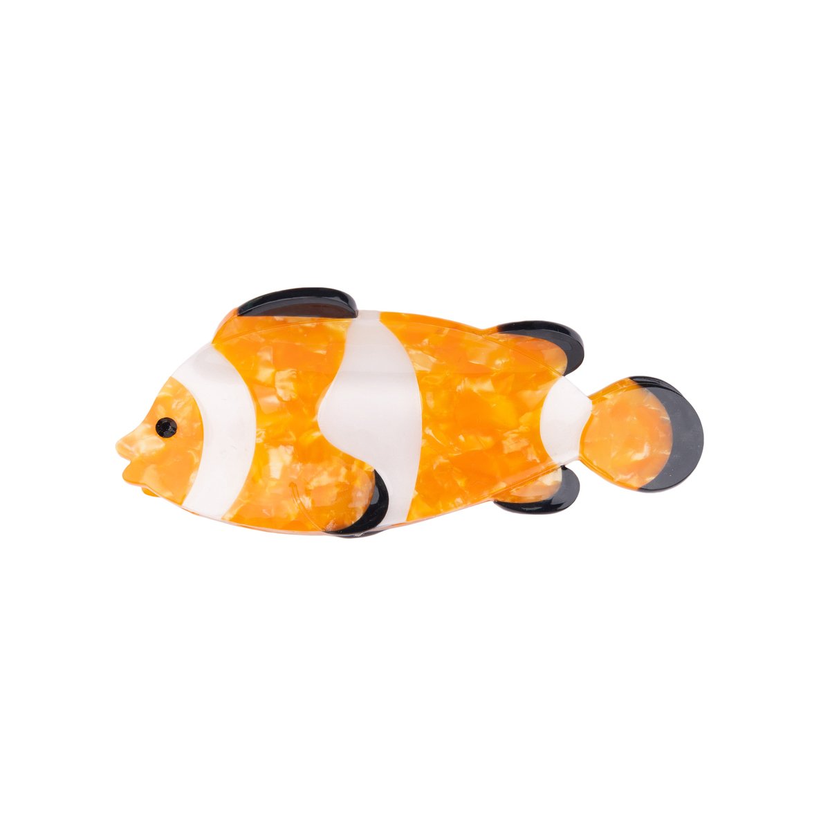 Pince à cheveux POISSON CLOWN rayé orange, blanc et noir, COUCOU SUZETTE