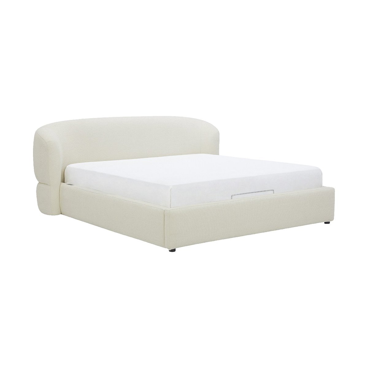 Lit coffre électrique en tissu chenille LEVANZO ivoire, HABITAT