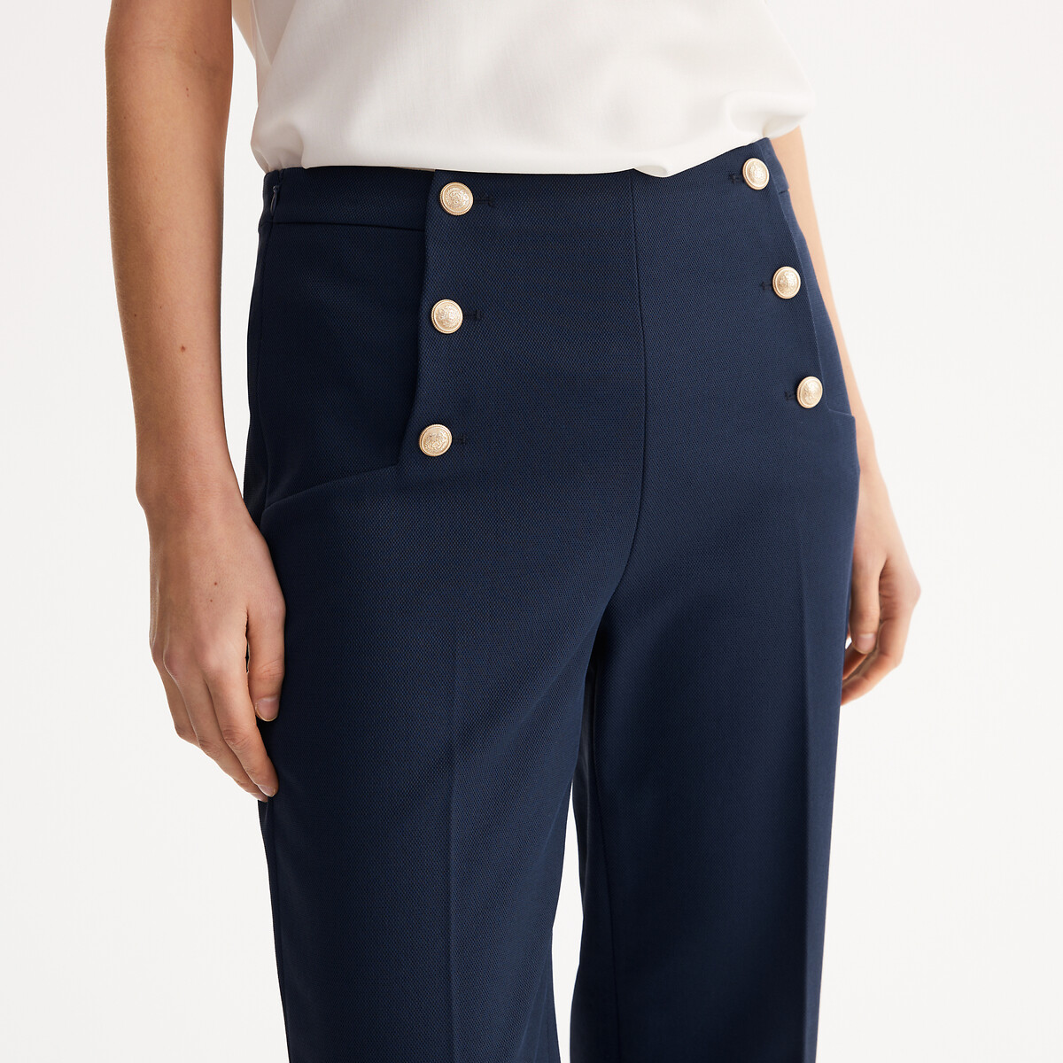 Wide Leg Sailor Trousers with High Waist navy blue, ANNE WEYBURN