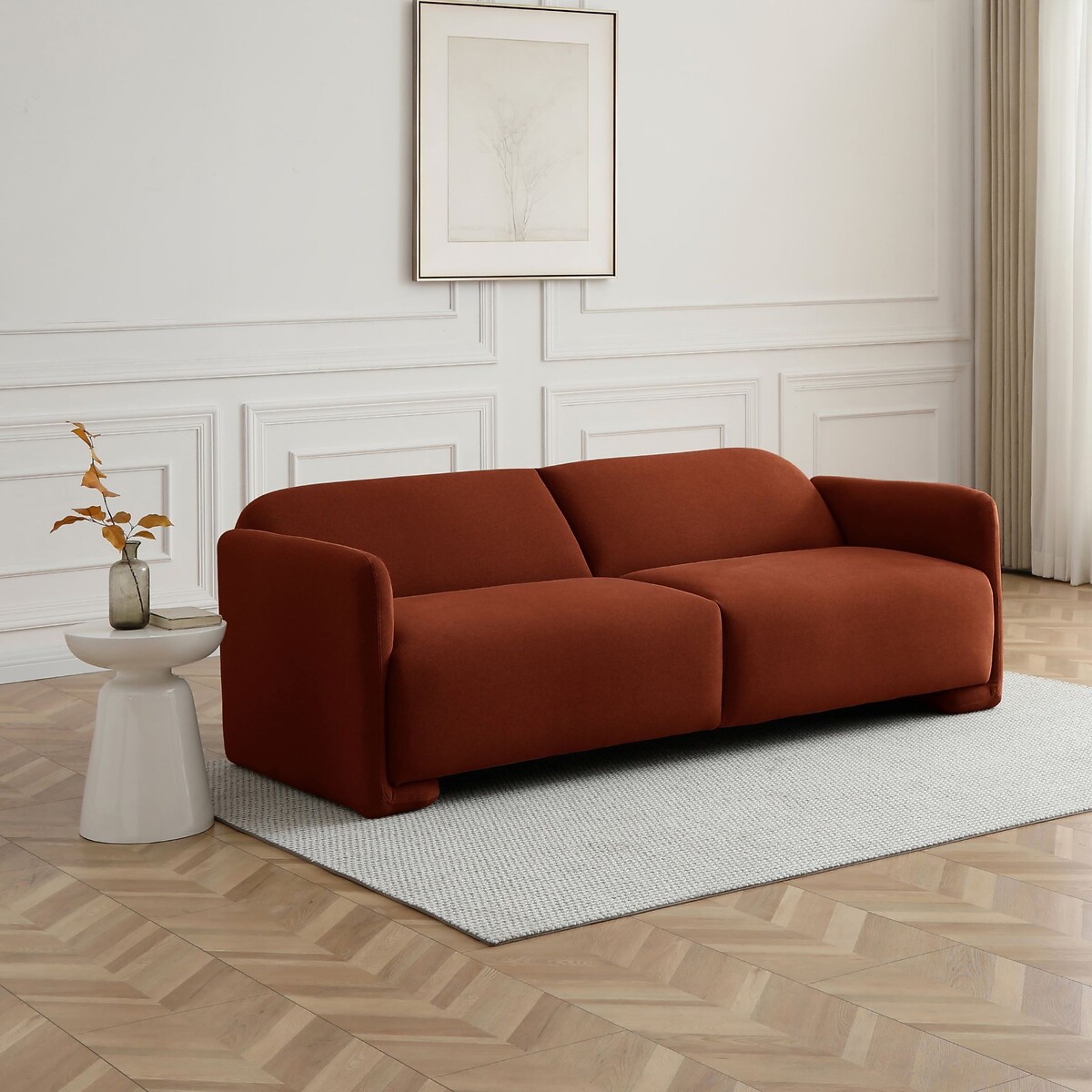 Marley Curved Velvet Sofabed burnt orange, ÉDITÉ