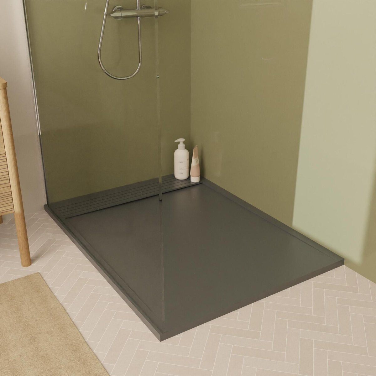 Receveur de douche en béton extra-plat JOSEPH gris, MOB IN