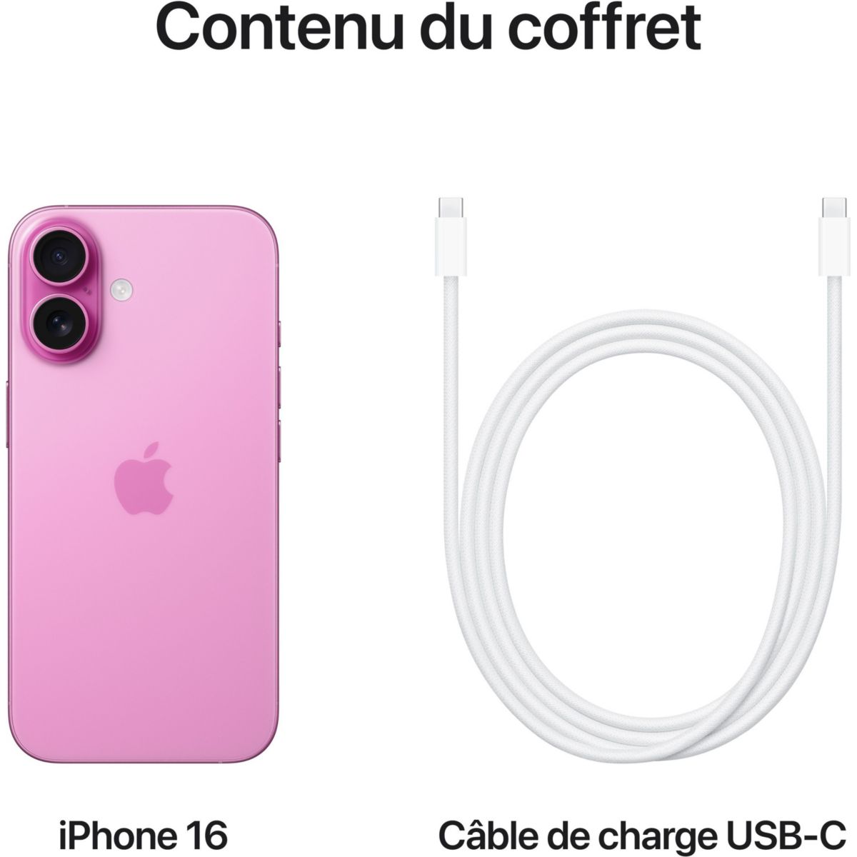 Smartphone iPhone 16 5G 128Go Rose couleur unique, APPLE