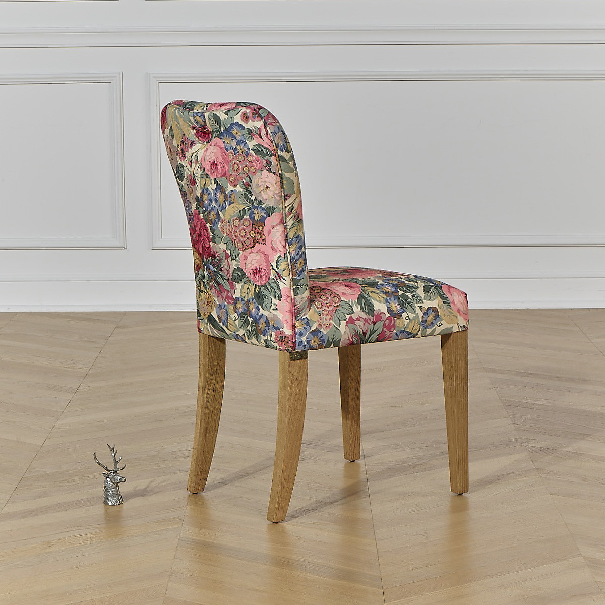 Chaises style romantique en lin coton et bois massif, lot de 2 HUNTER rose, ROBIN DES BOIS