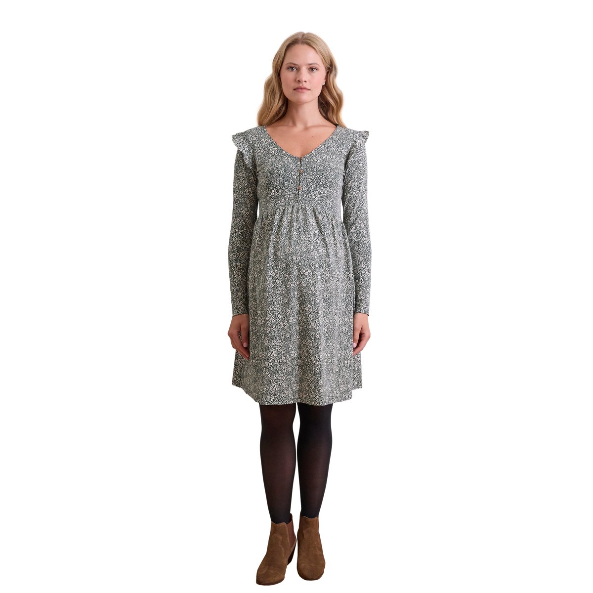 Robe courte en maille grossesse et allaitement vert sapin, VERTBAUDET