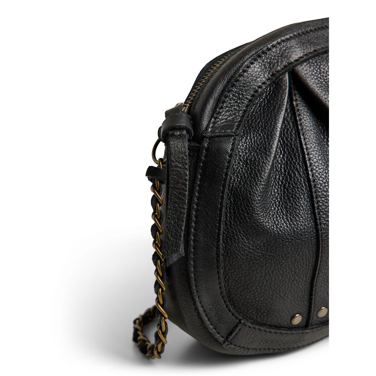 Sac à main en cuir, cross body, Athena noir, PIECES