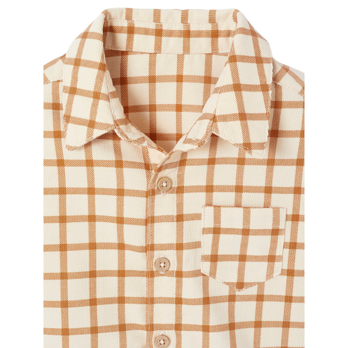 Chemise bébé vichy en velours caramel, VERTBAUDET