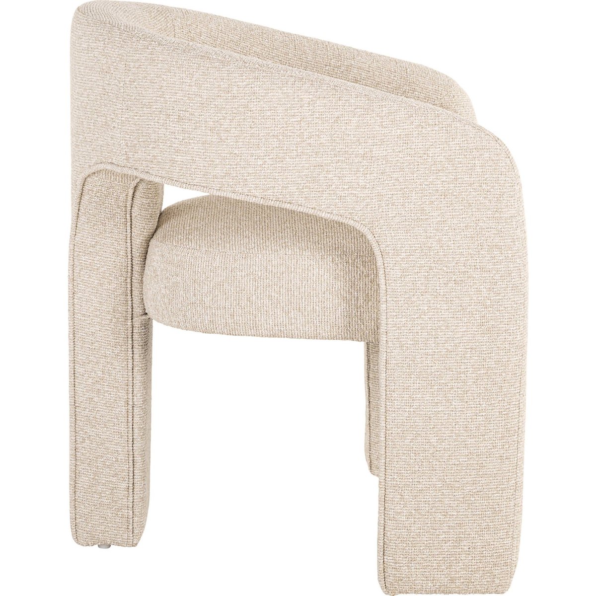 Chaise de salle à manger en polyester assise carrée biscotti beige texturé, RECOLLECTION