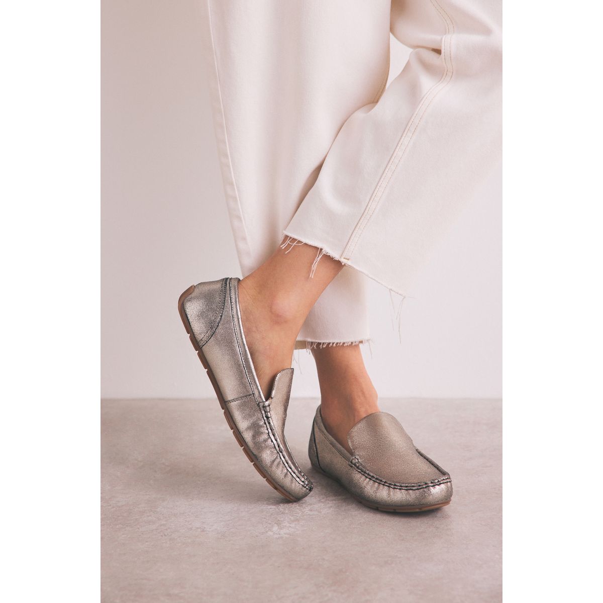 Mocassins à bout rond argent, NEXT