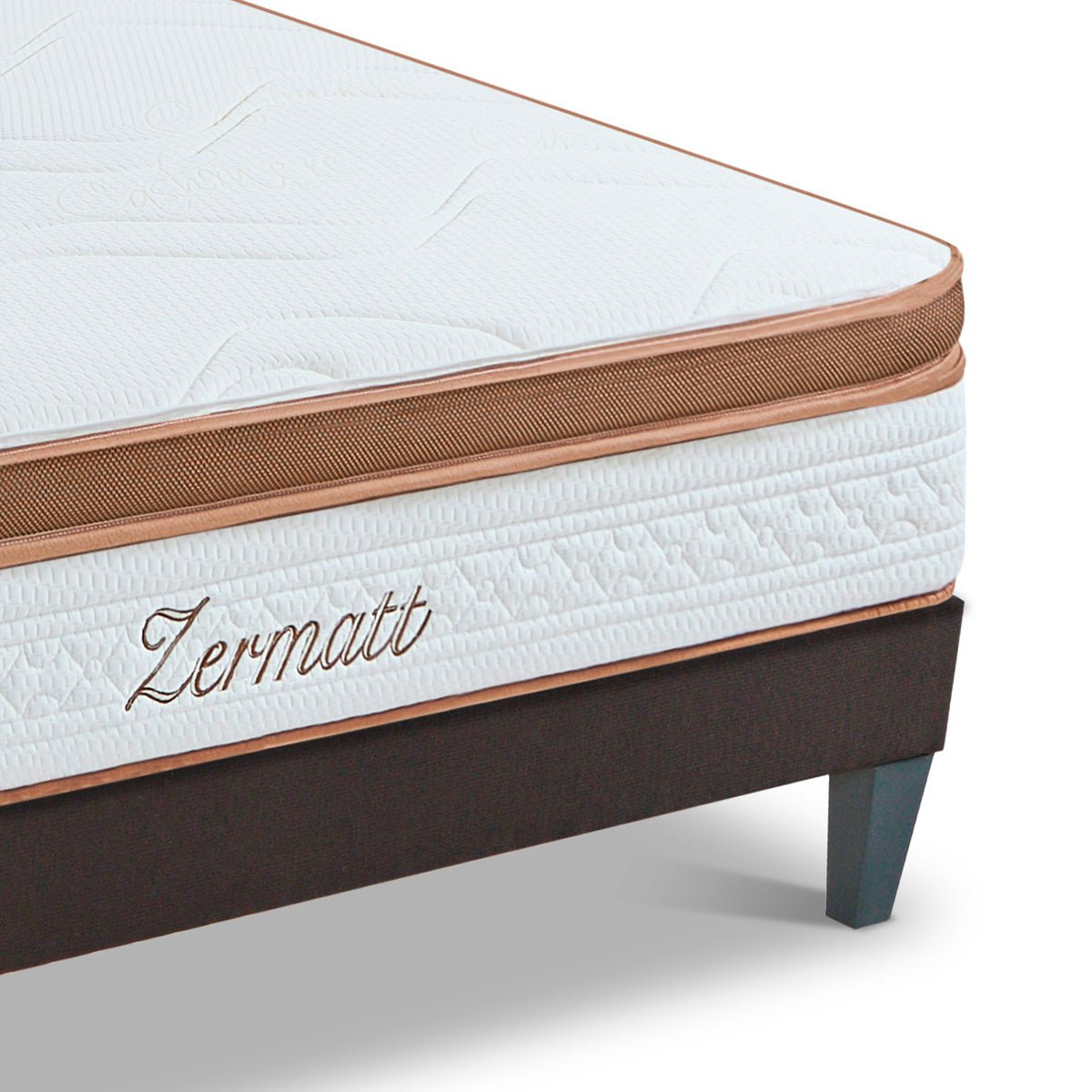 Pack Zermatt 140x200 cm Matelas Mousse + Sommier Bois + Accessoires blanc, BELLECOUR