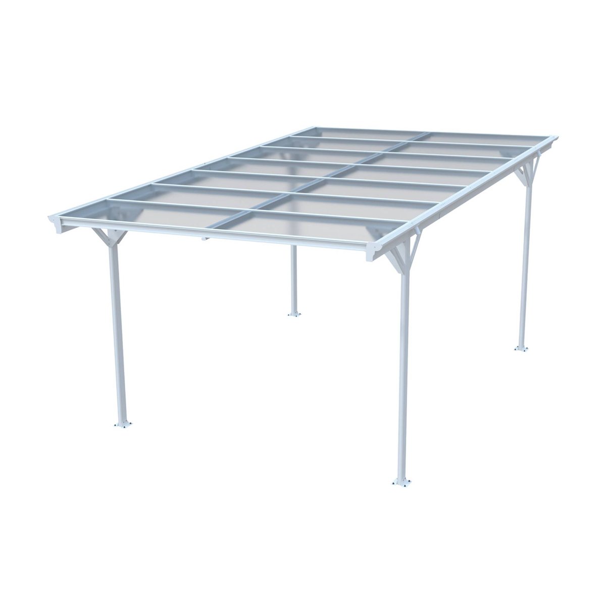 Carport aluminium et polycarbonate 15m² LE BORN blanc, SWEEEK